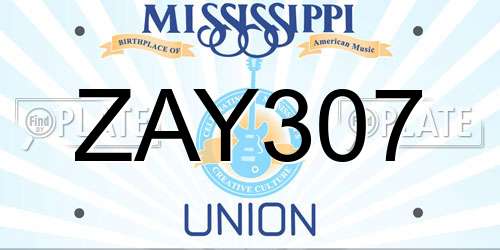 ZAY307 Mississippi License Plate