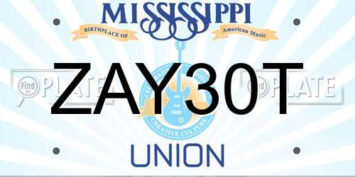 ZAY30T Mississippi License Plate