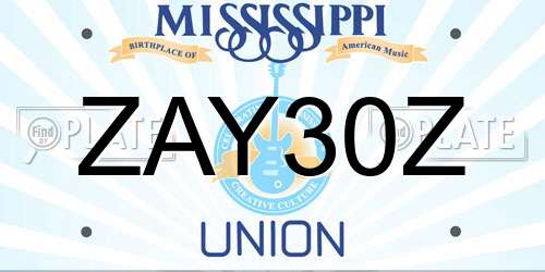 ZAY30Z Mississippi License Plate