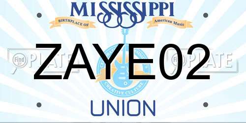 ZAYE02 Mississippi License Plate