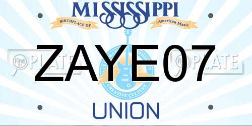 ZAYE07 Mississippi License Plate