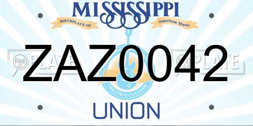 ZAZ0042 Mississippi License Plate