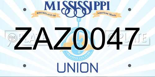 ZAZ0047 Mississippi License Plate
