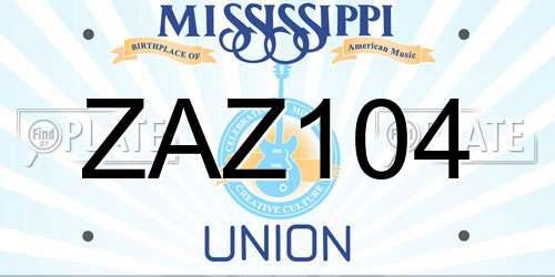 ZAZ104 Mississippi License Plate