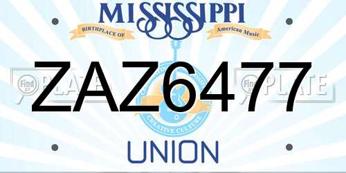 ZAZ6477 Mississippi License Plate