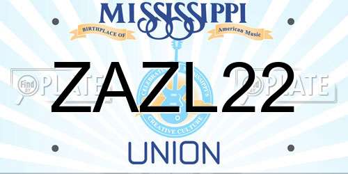 ZAZL22 Mississippi License Plate