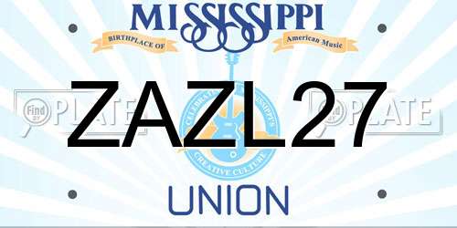 ZAZL27 Mississippi License Plate