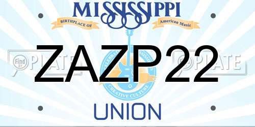 ZAZP22 Mississippi License Plate