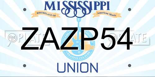 ZAZP54 Mississippi License Plate