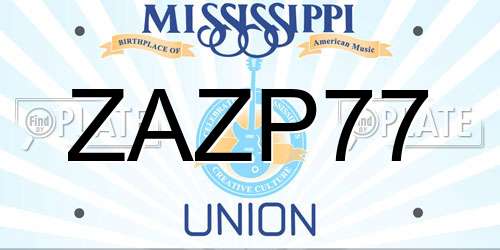ZAZP77 Mississippi License Plate