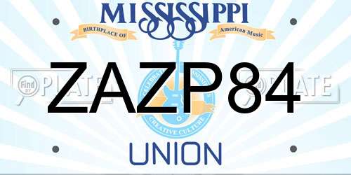 ZAZP84 Mississippi License Plate