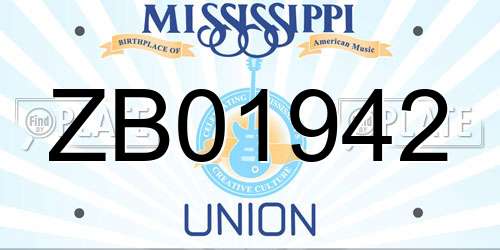 ZB01942 Mississippi License Plate