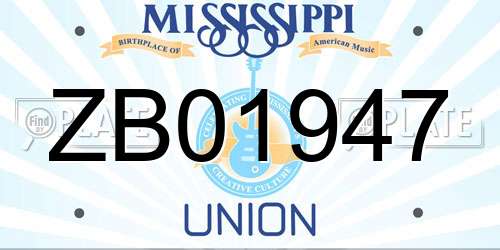 ZB01947 Mississippi License Plate