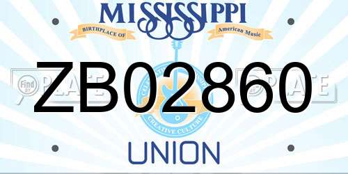 ZB02860 Mississippi License Plate