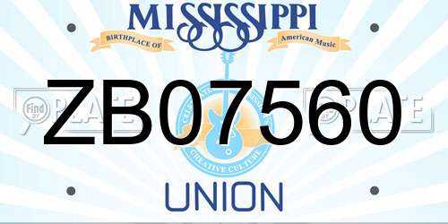 ZB07560 Mississippi License Plate