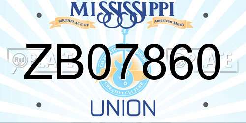 ZB07860 Mississippi License Plate
