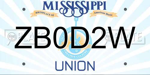 ZB0D2W Mississippi License Plate