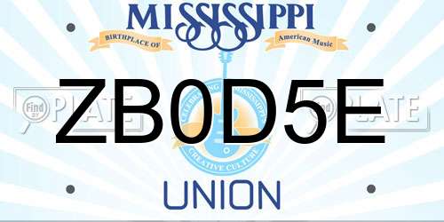 ZB0D5E Mississippi License Plate