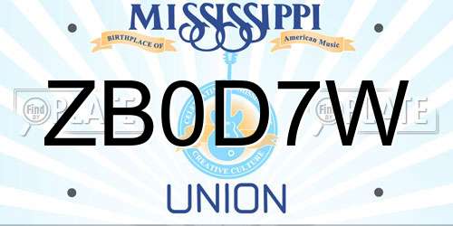 ZB0D7W Mississippi License Plate