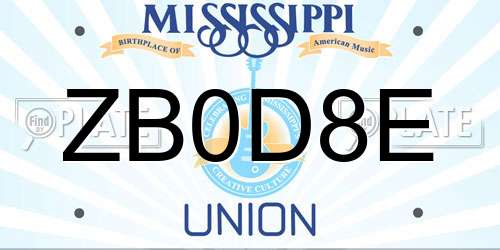 ZB0D8E Mississippi License Plate