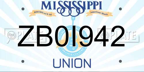 ZB0I942 Mississippi License Plate