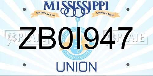 ZB0I947 Mississippi License Plate