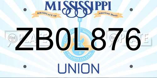 ZB0L876 Mississippi License Plate