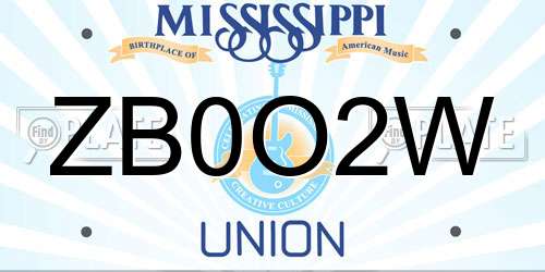 ZB0O2W Mississippi License Plate