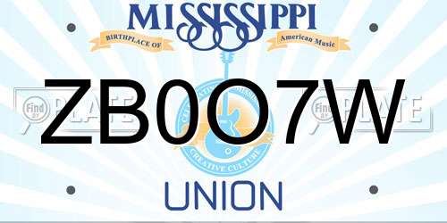 ZB0O7W Mississippi License Plate