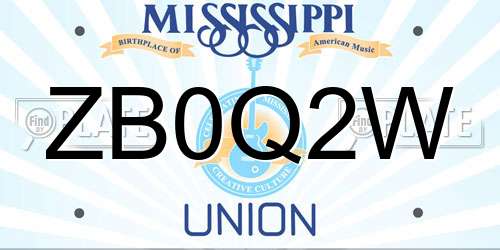ZB0Q2W Mississippi License Plate