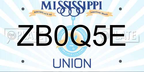 ZB0Q5E Mississippi License Plate