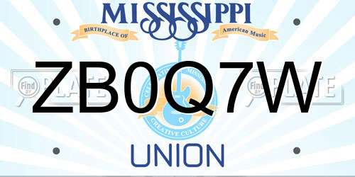ZB0Q7W Mississippi License Plate