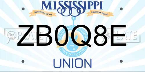ZB0Q8E Mississippi License Plate