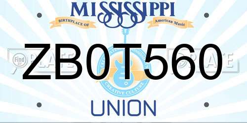 ZB0T560 Mississippi License Plate