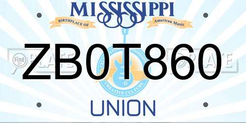 ZB0T860 Mississippi License Plate