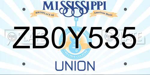 ZB0Y535 Mississippi License Plate