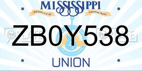 ZB0Y538 Mississippi License Plate