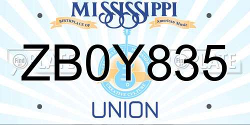 ZB0Y835 Mississippi License Plate