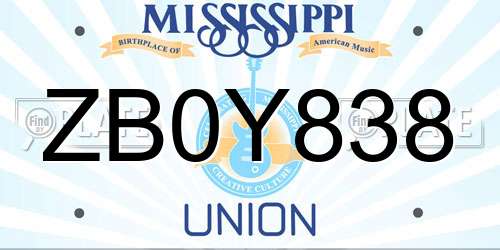 ZB0Y838 Mississippi License Plate