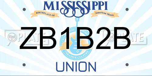 ZB1B2B Mississippi License Plate
