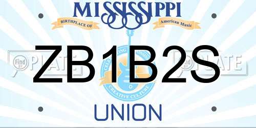 ZB1B2S Mississippi License Plate