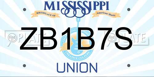 ZB1B7S Mississippi License Plate