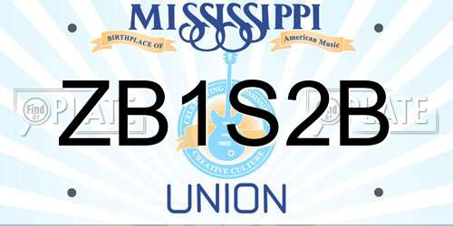 ZB1S2B Mississippi License Plate