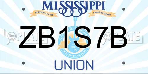 ZB1S7B Mississippi License Plate