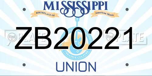 ZB20221 Mississippi License Plate