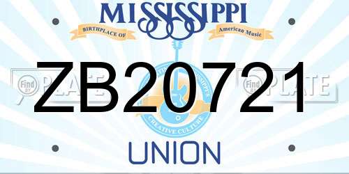 ZB20721 Mississippi License Plate