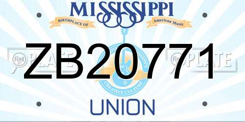 ZB20771 Mississippi License Plate