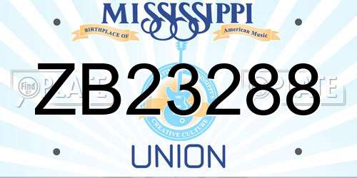 ZB23288 Mississippi License Plate