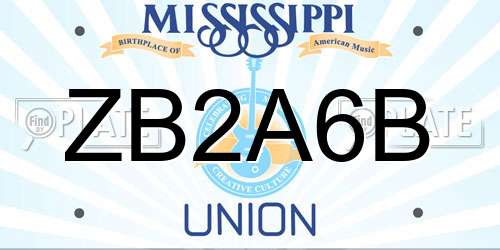 ZB2A6B Mississippi License Plate