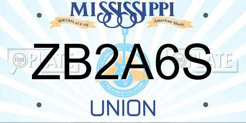 ZB2A6S Mississippi License Plate